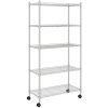 Förvaringshylla med hjul 5 hyllplan krom 250 kg vidaXL 75 x 35 x 155 cm – miniatyr 2