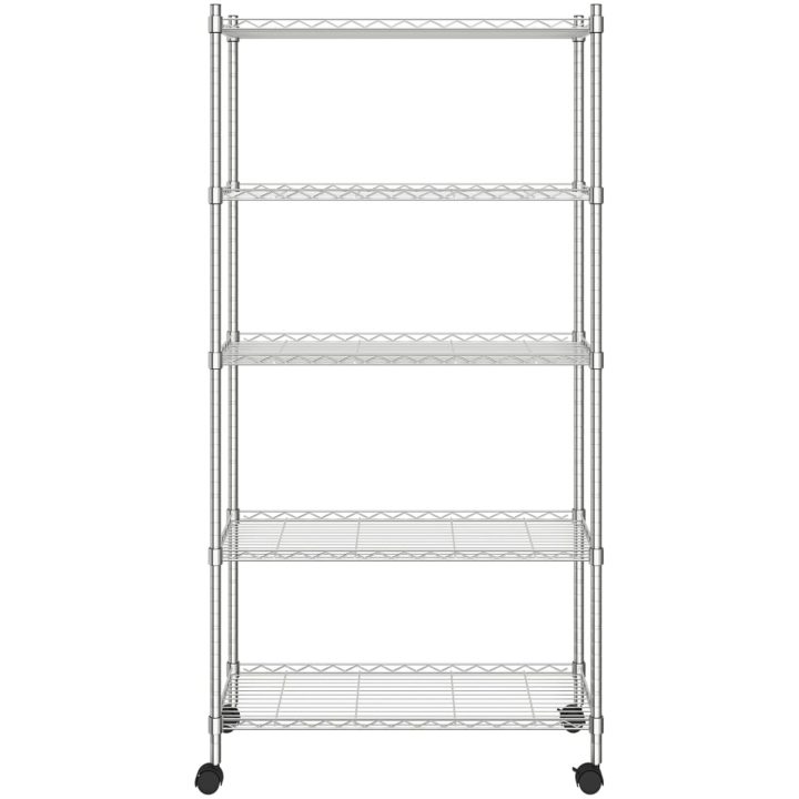 Förvaringshylla med hjul 5 hyllplan krom 250 kg vidaXL 75 x 35 x 155 cm – bild 3