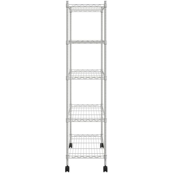 Förvaringshylla med hjul 5 hyllplan krom 250 kg vidaXL 75 x 35 x 155 cm – bild 4
