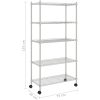Förvaringshylla med hjul 5 hyllplan krom 250 kg vidaXL 75 x 35 x 155 cm – miniatyr 7