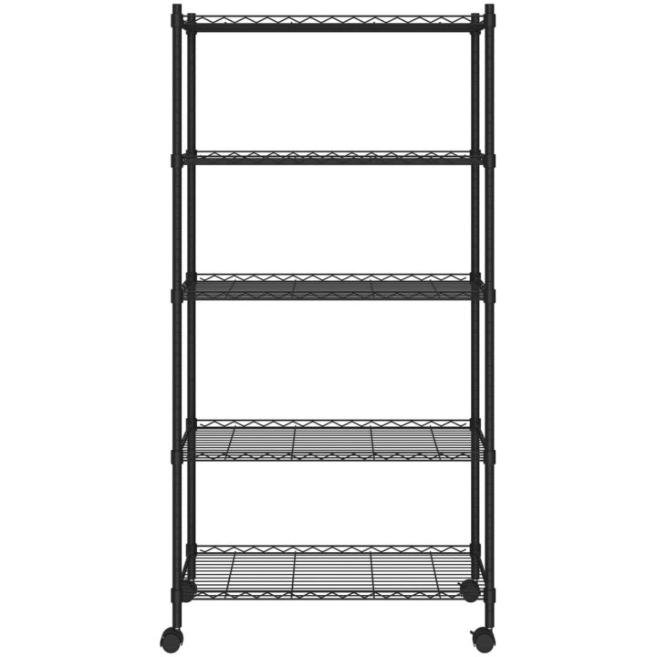 Förvaringshylla med hjul 5 hyllplan svart 250 kg vidaXL 75 x 35 x 155 cm – bild 3