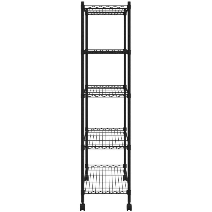 Förvaringshylla med hjul 5 hyllplan svart 250 kg vidaXL 75 x 35 x 155 cm – bild 4
