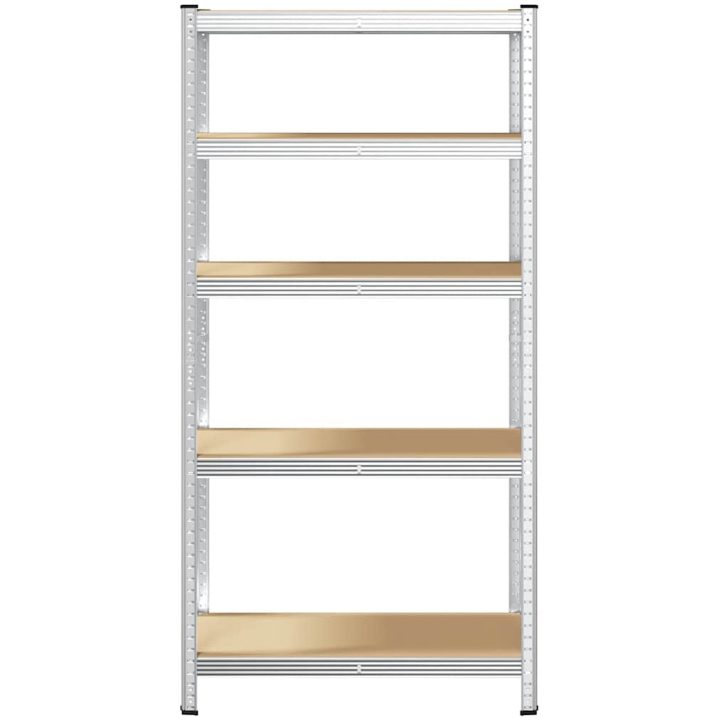 Förvaringshylla silver stål och konstruerat trä 5 hyllplan vidaXL 90 x 40 x 180 cm – bild 4