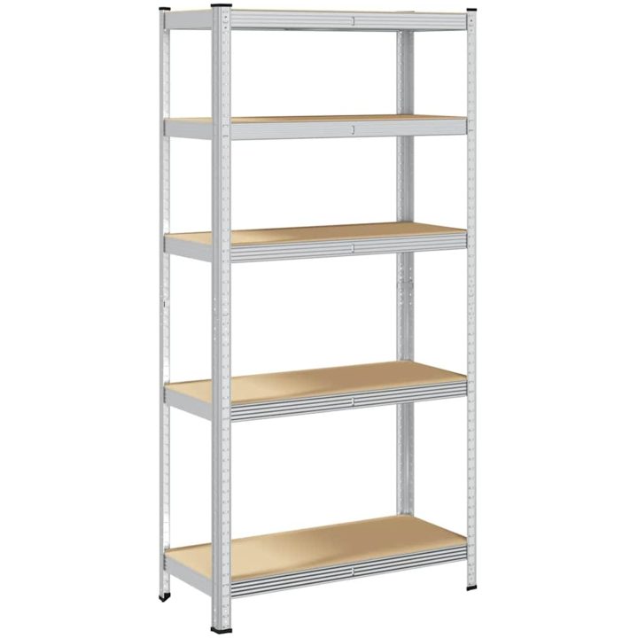 Förvaringshylla silver stål och konstruerat trä 5 hyllplan vidaXL 90 x 40 x 180 cm – bild 6