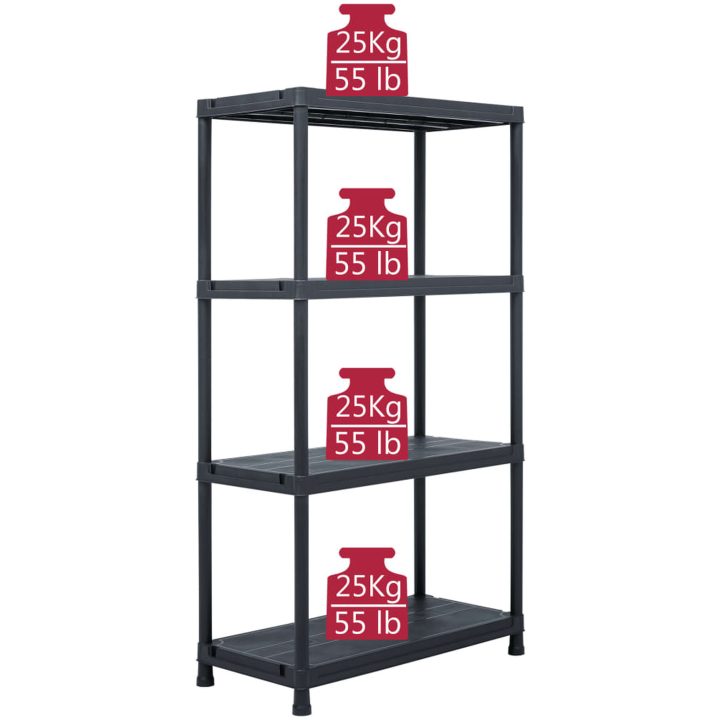 Förvaringshylla svart 100 kg plast vidaXL 60 x 30 x 138 cm – bild 7