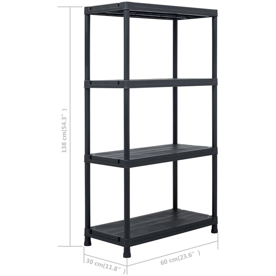 Förvaringshylla svart 100 kg plast vidaXL 60 x 30 x 138 cm – bild 8