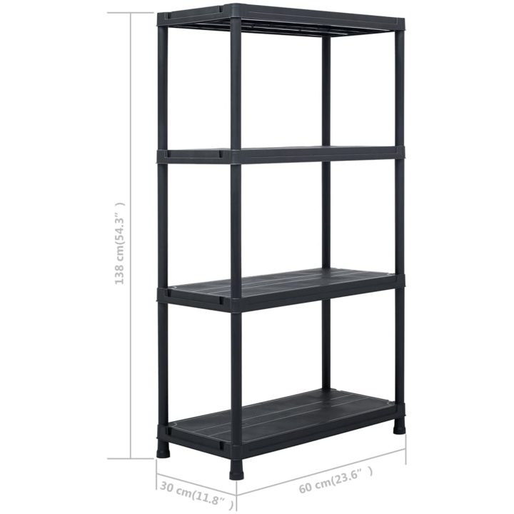 Förvaringshylla svart 100 kg plast vidaXL 60 x 30 x 138 cm – bild 8