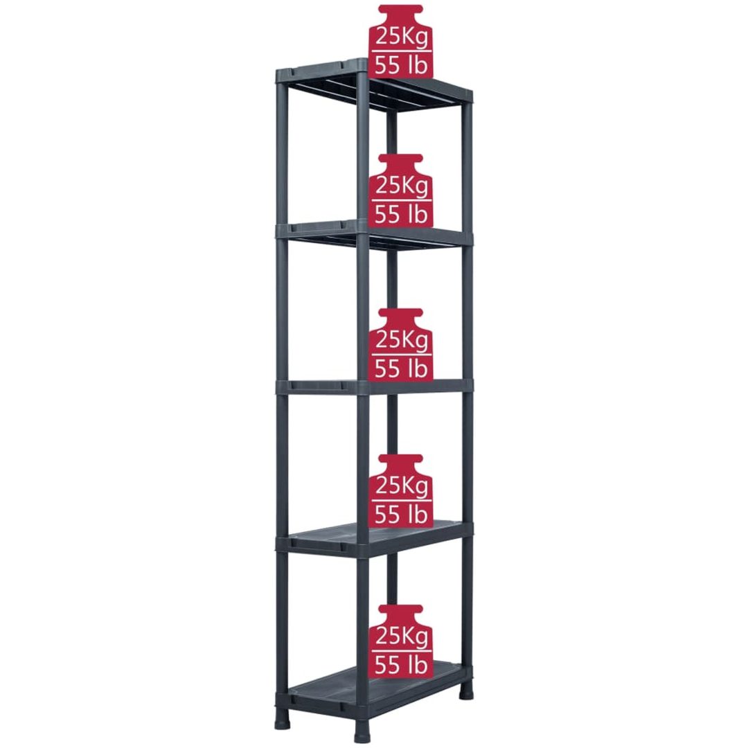 Förvaringshylla svart 125 kg plast vidaXL 60 x 30 x 180 cm – bild 7