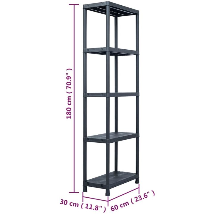Förvaringshylla svart 125 kg plast vidaXL 60 x 30 x 180 cm – bild 8