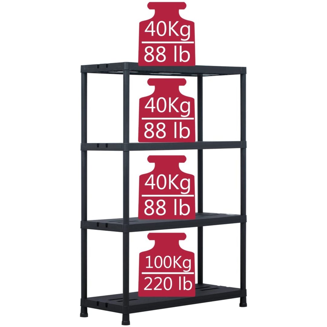 Förvaringshylla svart 220 kg plast vidaXL 90 x 40 x 138 cm – bild 6