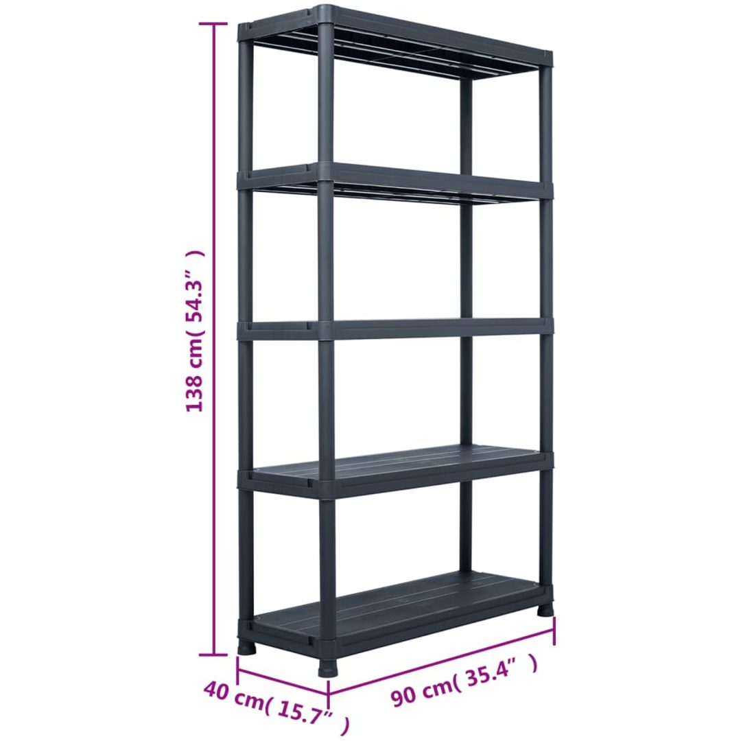 Förvaringshylla svart 220 kg plast vidaXL 90 x 40 x 138 cm – bild 7