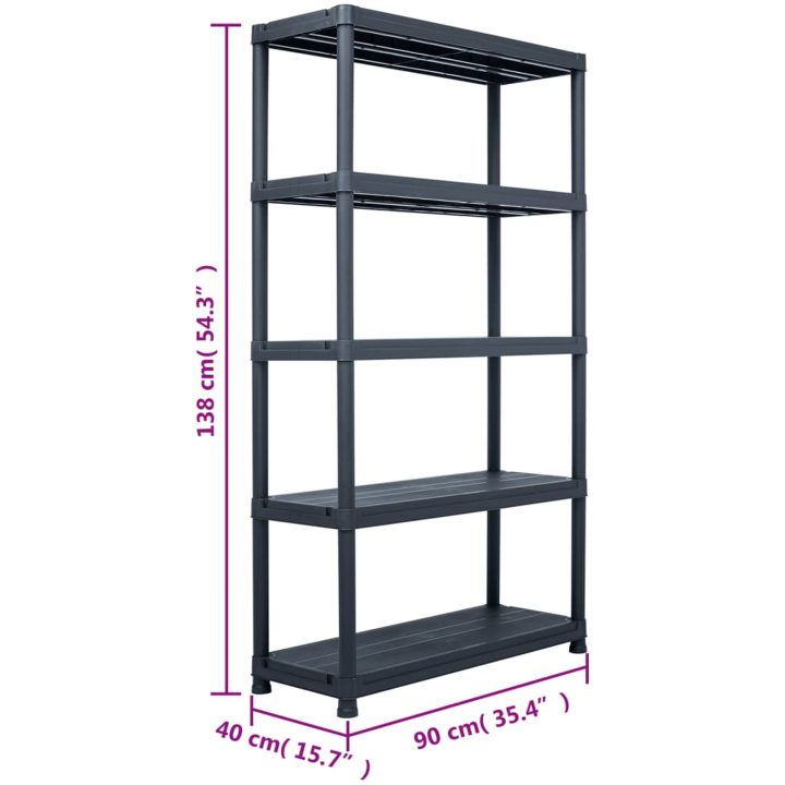 Förvaringshylla svart 220 kg plast vidaXL 90 x 40 x 138 cm – bild 7