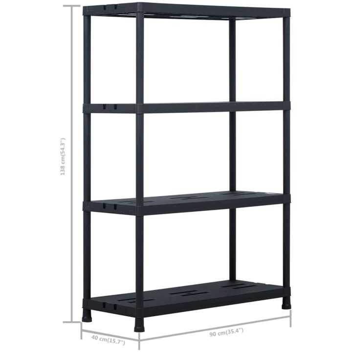 Förvaringshyllor 2 st svart 220 kg plast vidaXL 90 x 40 x 138 cm – bild 8