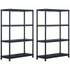 Förvaringshyllor 2 st svart 220 kg plast vidaXL 90 x 40 x 138 cm – miniatyr 1