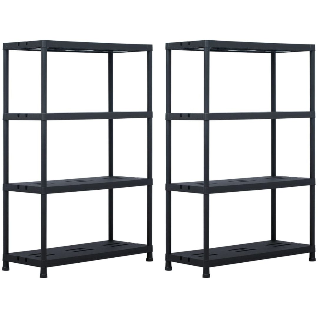 Förvaringshyllor 2 st svart 220 kg plast vidaXL 90 x 40 x 138 cm