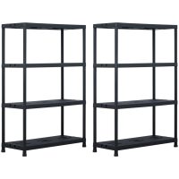 Förvaringshyllor 2 st svart 220 kg plast vidaXL