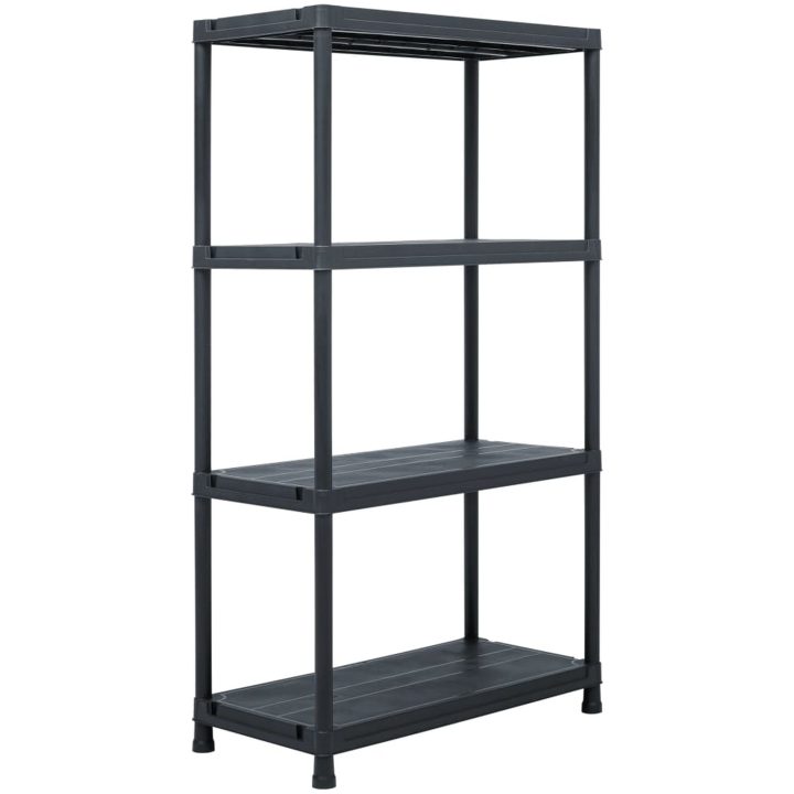 Förvaringshyllor 2 st svart plast vidaXL 60 x 30 x 138 cm – bild 2