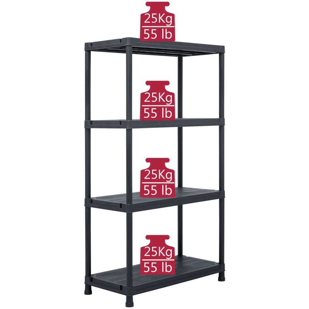 Förvaringshyllor 2 st svart plast vidaXL 60 x 30 x 138 cm – bild 8