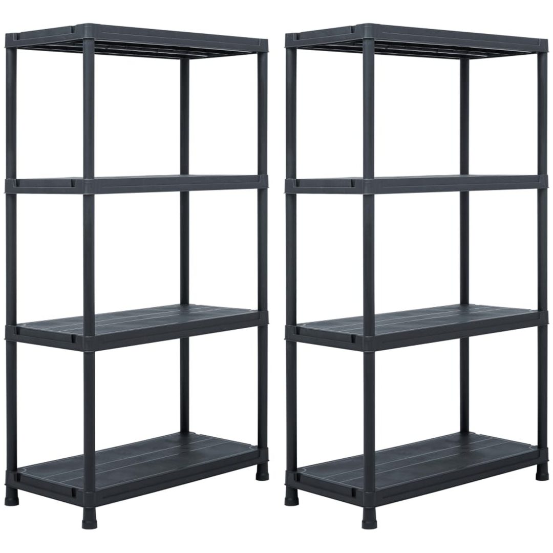 Förvaringshyllor 2 st svart plast vidaXL 60 x 30 x 138 cm