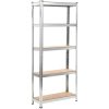 Förvaringshyllor 3 st silver stål & konstruerat trä 5 hyllplan vidaXL 75 x 30 x 172 cm – miniatyr 2