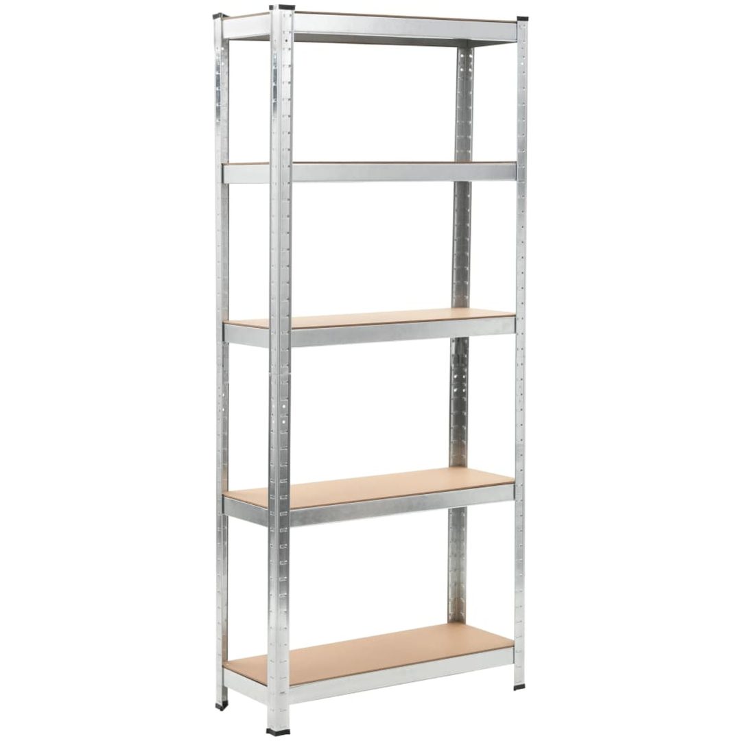 Förvaringshyllor 3 st silver stål & konstruerat trä 5 hyllplan vidaXL 75 x 30 x 172 cm – bild 2