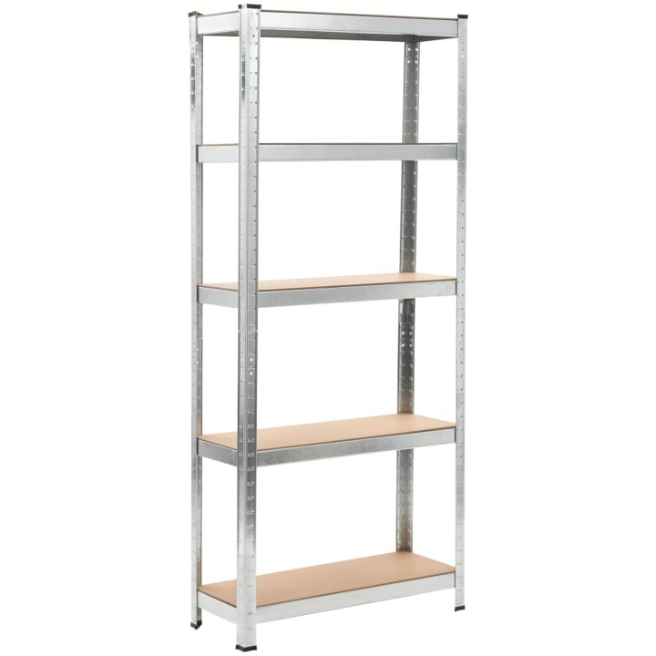 Förvaringshyllor 3 st silver stål & konstruerat trä 5 hyllplan vidaXL 75 x 30 x 172 cm – bild 2