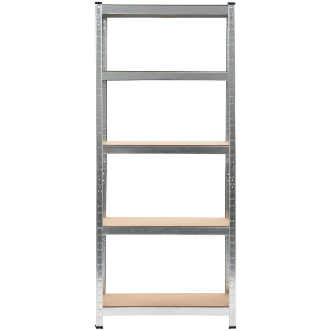 Förvaringshyllor 3 st silver stål & konstruerat trä 5 hyllplan vidaXL 75 x 30 x 172 cm – bild 3