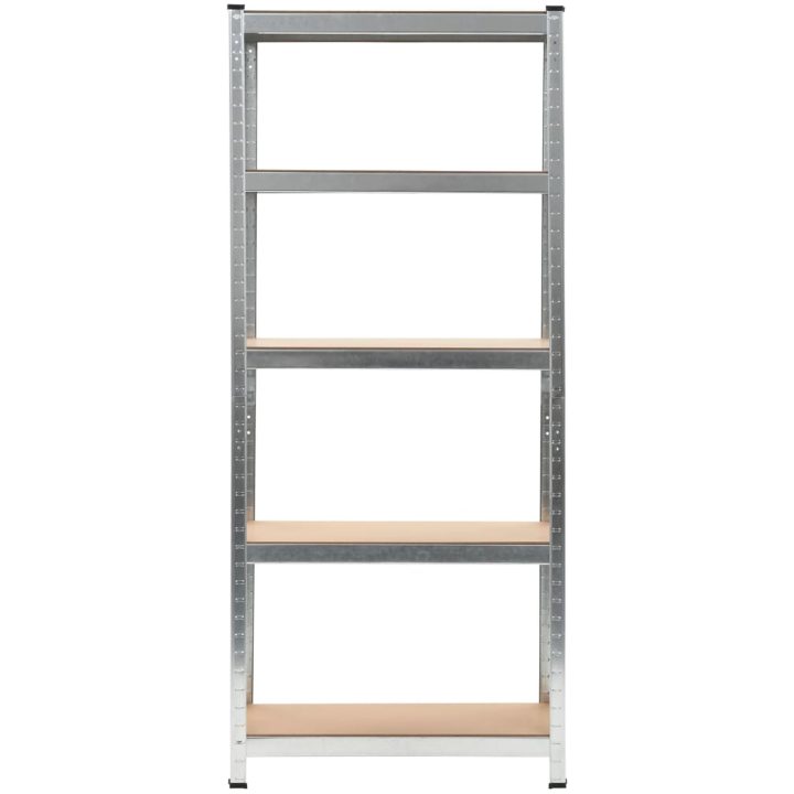 Förvaringshyllor 3 st silver stål & konstruerat trä 5 hyllplan vidaXL 75 x 30 x 172 cm – bild 3