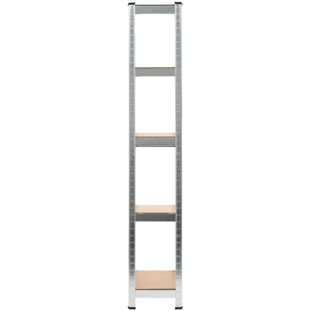 Förvaringshyllor 3 st silver stål & konstruerat trä 5 hyllplan vidaXL 75 x 30 x 172 cm – bild 4