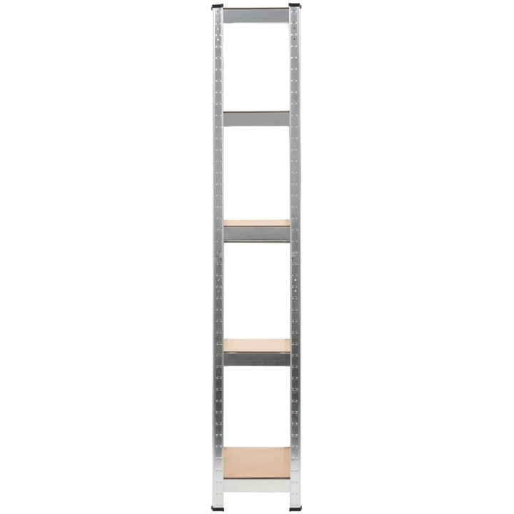 Förvaringshyllor 3 st silver stål & konstruerat trä 5 hyllplan vidaXL 75 x 30 x 172 cm – bild 4