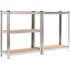 Förvaringshyllor 3 st silver stål & konstruerat trä 5 hyllplan vidaXL 75 x 30 x 172 cm – miniatyr 5