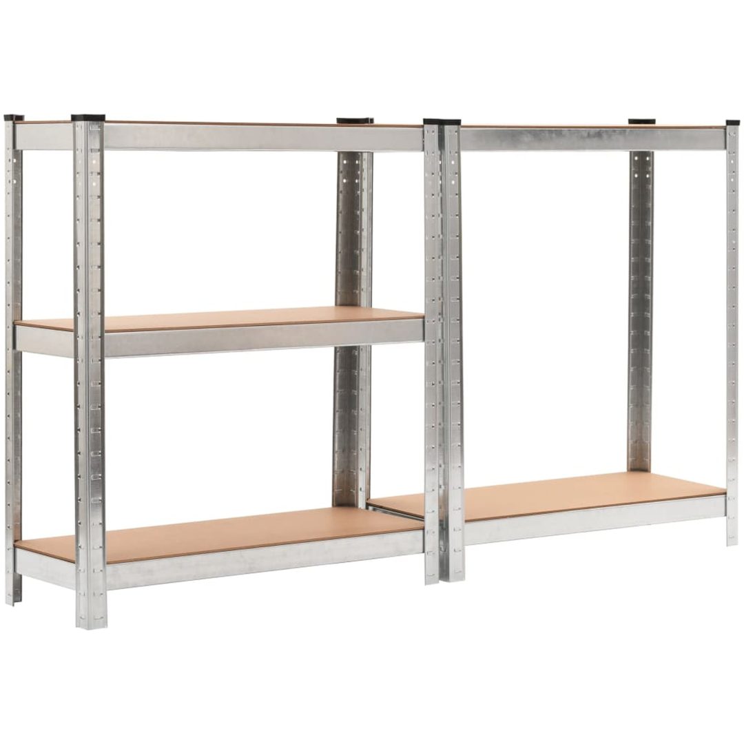 Förvaringshyllor 3 st silver stål & konstruerat trä 5 hyllplan vidaXL 75 x 30 x 172 cm – bild 5