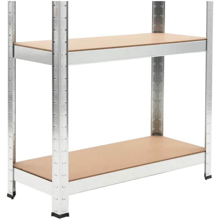 Förvaringshyllor 3 st silver stål & konstruerat trä 5 hyllplan vidaXL 75 x 30 x 172 cm – bild 9