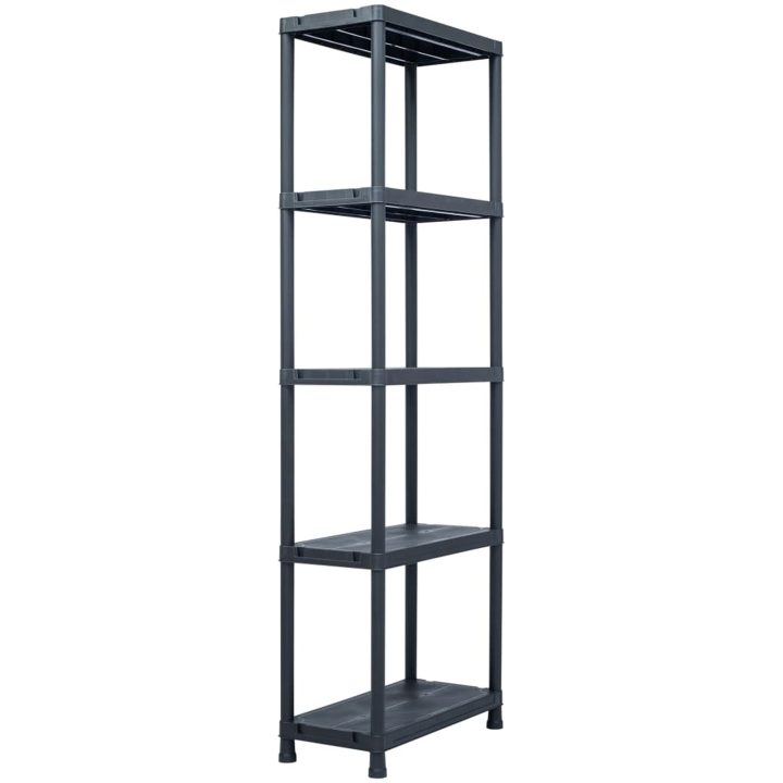 Förvaringshyllor 5 st svart 125 kg plast vidaXL 60 x 30 x 180 cm – bild 2