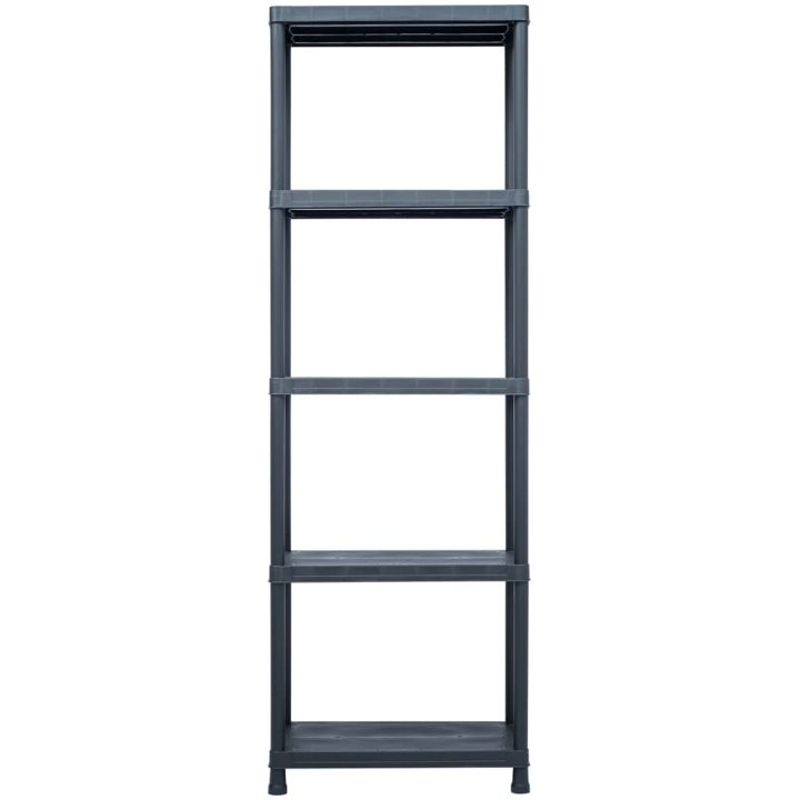 Förvaringshyllor 5 st svart 125 kg plast vidaXL 60 x 30 x 180 cm – bild 3