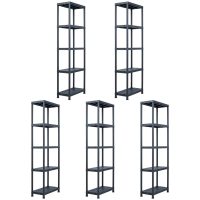 Förvaringshyllor 5 st svart 125 kg plast vidaXL