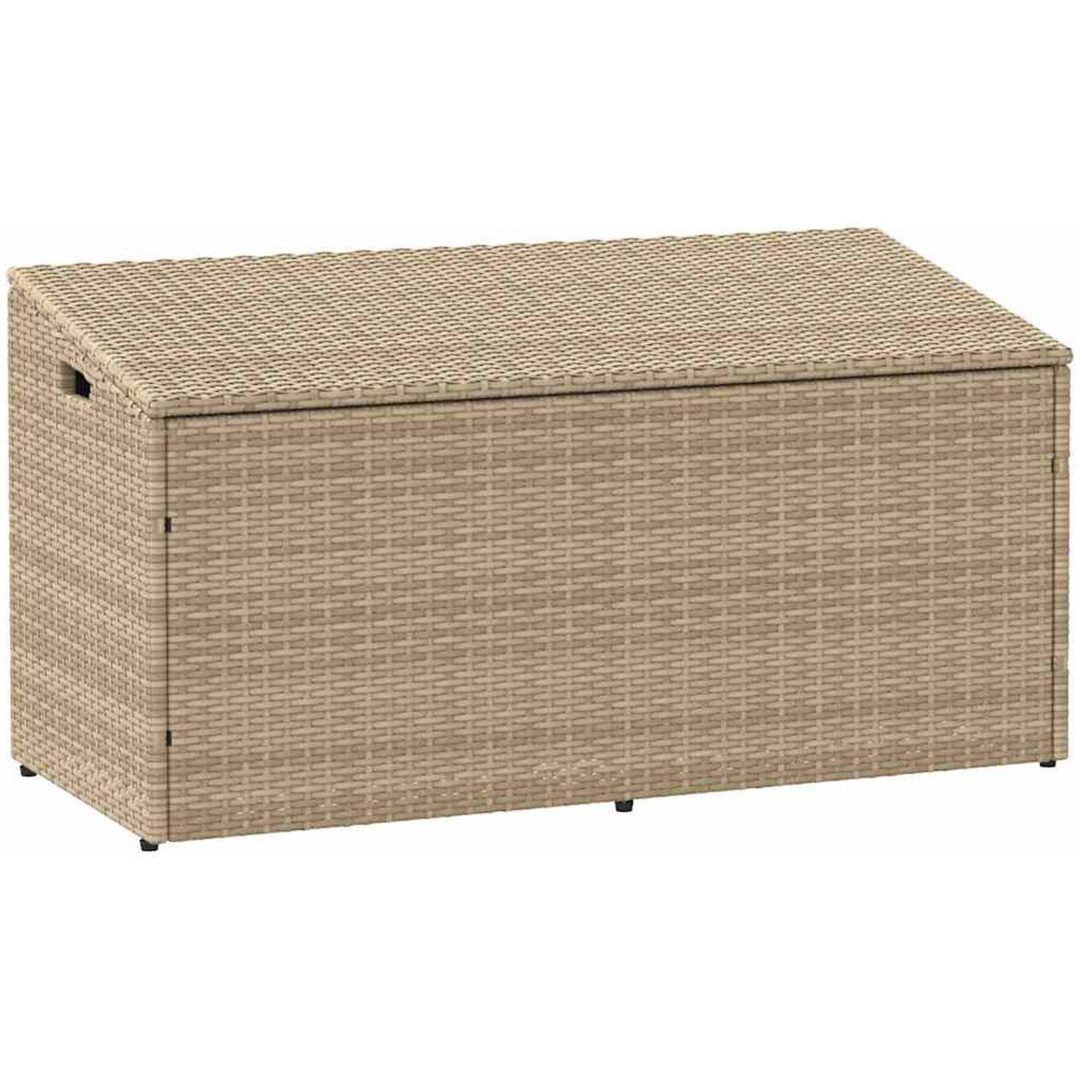 Förvaringslåda för trädgård beige konstrotting vidaXL 110 x 50 x 58 cm