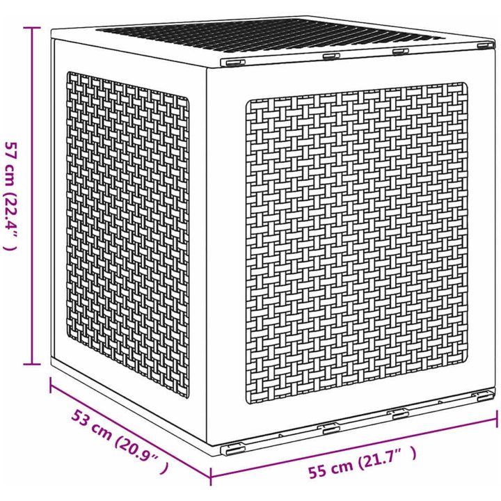 Förvaringslåda för trädgård brun 55x53x57 cm PP vidaXL 55 x 52.5 x 57 cm – bild 11