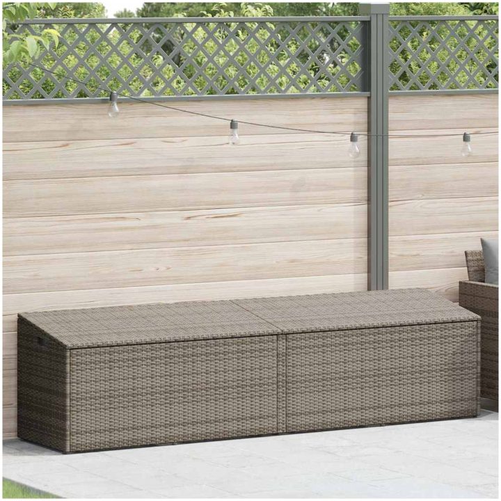 Förvaringslåda för trädgård grå konstrotting vidaXL 220 x 50 x 58 cm – bild 2