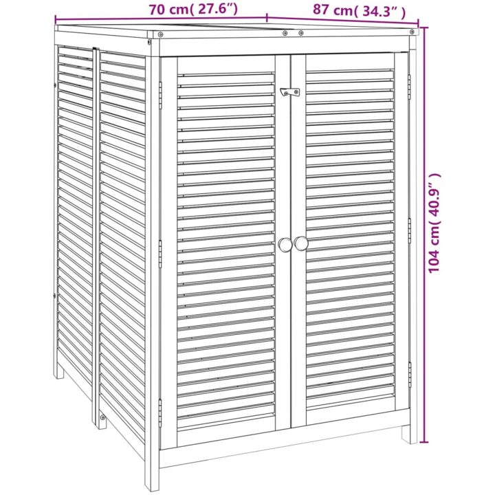Förvaringslåda för trädgård massivt akaciaträ vidaXL 70 x 87 x 104 cm – bild 9