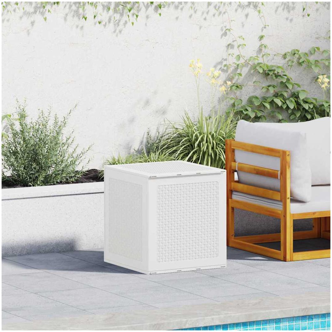 Förvaringslåda för trädgård vit 55x53x57 cm PP vidaXL 55 x 52.5 x 57 cm