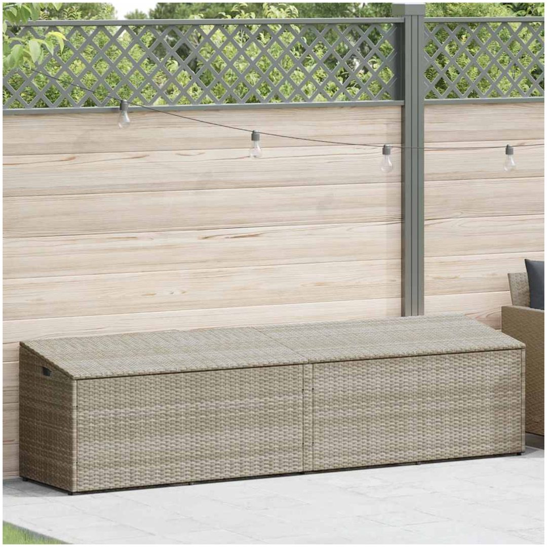 Förvaringslåda för trädgården ljusgrå konstrotting vidaXL 220 x 50 x 58 cm – bild 2