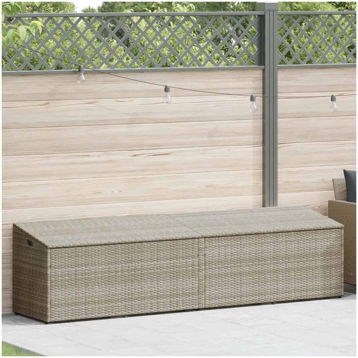 Förvaringslåda för trädgården ljusgrå konstrotting vidaXL 220 x 50 x 58 cm – bild 2