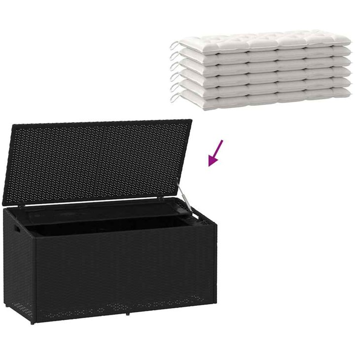Förvaringslåda för trädgården svart konstrotting vidaXL 110 x 50 x 58 cm – bild 7