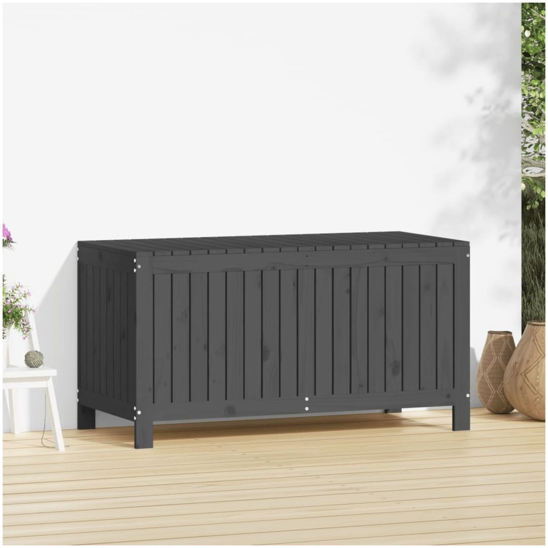 Förvaringslåda grå massiv furu vidaXL 121 x 55 x 64 cm – bild 3