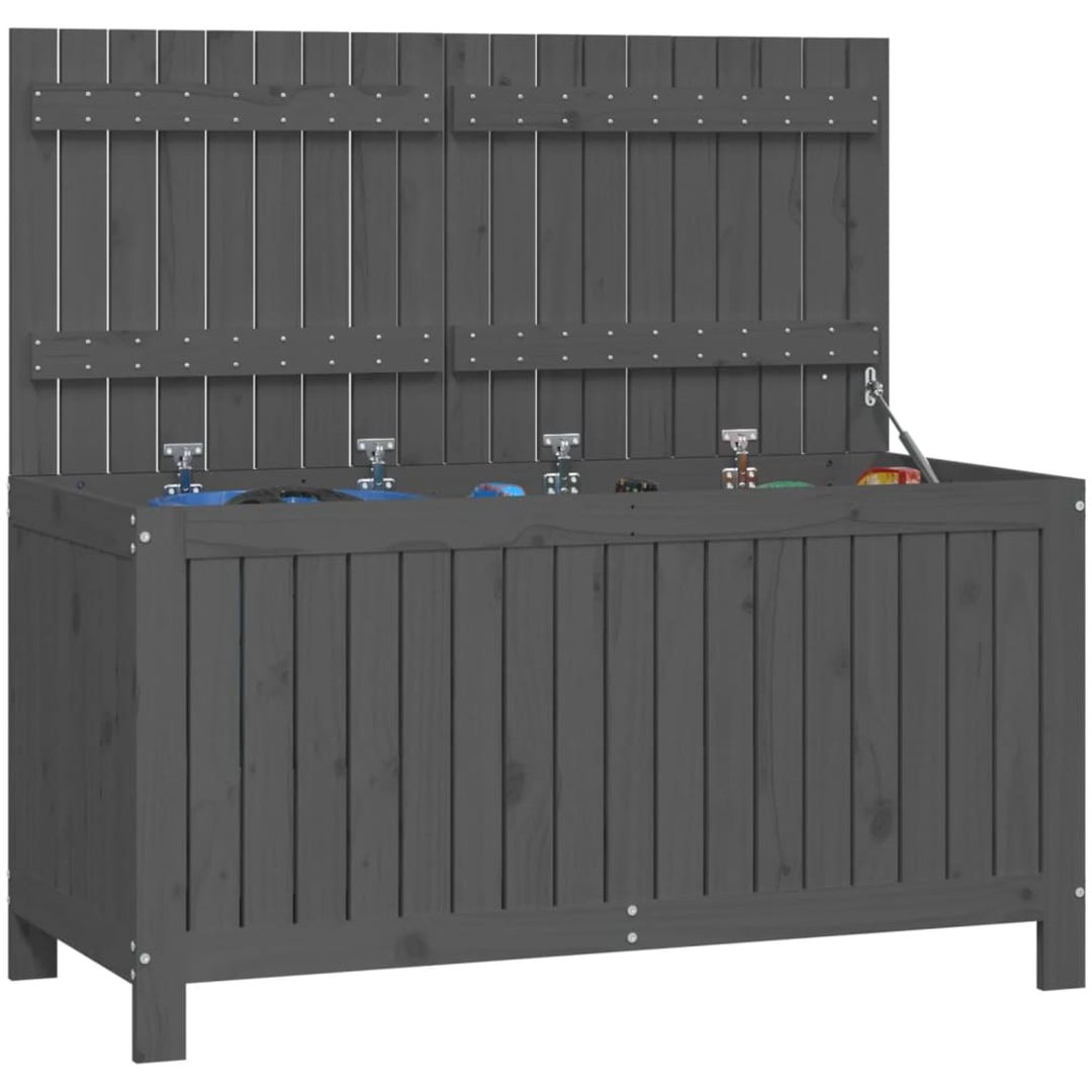 Förvaringslåda grå massiv furu vidaXL 121 x 55 x 64 cm – bild 4
