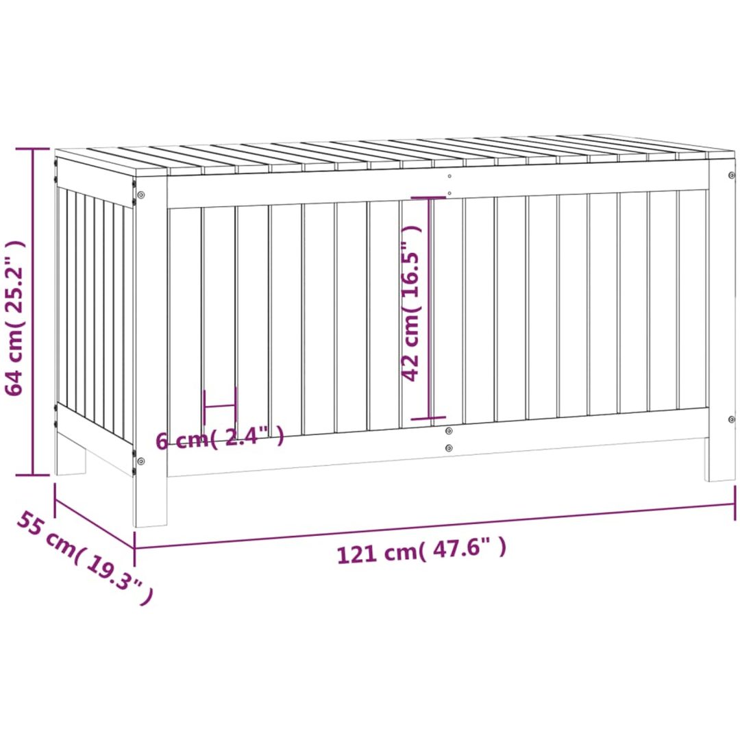 Förvaringslåda grå massiv furu vidaXL 121 x 55 x 64 cm – bild 10