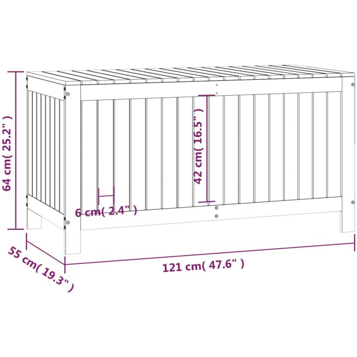Förvaringslåda grå massiv furu vidaXL 121 x 55 x 64 cm – bild 10