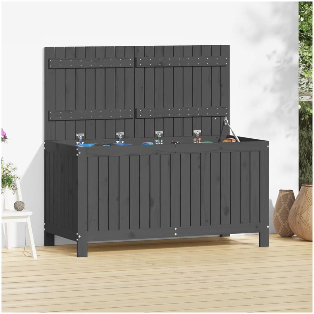 Förvaringslåda grå massiv furu vidaXL 121 x 55 x 64 cm