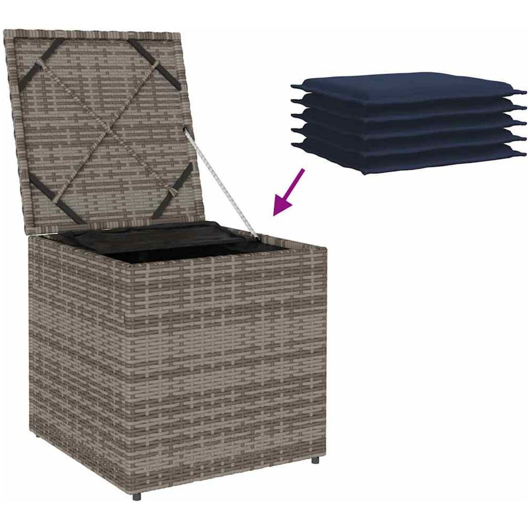 Förvaringslåda Grå och Marinblå Konstrotting och Polyesterkudde vidaXL 50 x 50 x 50 cm – bild 11